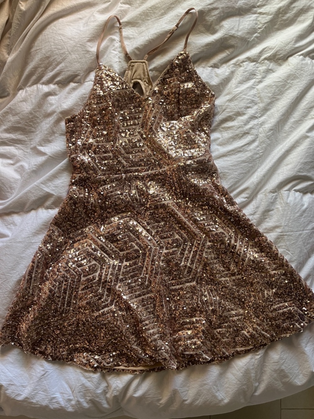 Lulu's Rose Gold Sequin Mini Dress